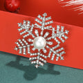Alloy Rhinestone Snowflake Pearl Brooch Pin For Floral Clothing Decor view 4