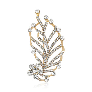 Alloy Rhinestone Leaf Brooch Pin For Suits And Apparel Accessories