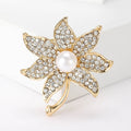 Alloy Pearl Rhinestone Floral Brooch For Women's Clothing Accessories view 2