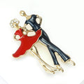 Alloy Rhinestone Dancing Couple Brooch Pin For Elegant Apparel Decoration view 3
