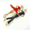 Alloy Rhinestone Dancing Couple Brooch Pin For Elegant Apparel Decoration view 2
