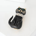 Alloy Enamel Rhinestone Cat Brooch Pin For Fashion Clothing view 2