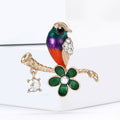 Alloy Enamel Bird Branch Brooch Pin With Rhinestone Clothing Accent view 2