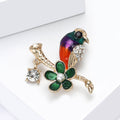Alloy Enamel Bird Branch Brooch Pin With Rhinestone Clothing Accent view 3