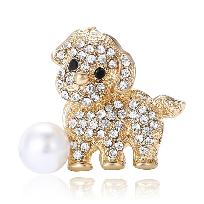 Alloy Rhinestone Dog Brooch Pin For Suit And Coat Decoration