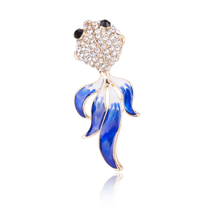 Alloy Enamel Rhinestone Goldfish Brooch Pin For Women's Apparel