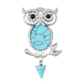Vintage Alloy Turquoise Owl Brooch Pin For Women's Clothing view 5