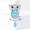 Vintage Alloy Turquoise Owl Brooch Pin For Women's Clothing view 2