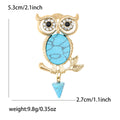 Vintage Alloy Turquoise Owl Brooch Pin For Women's Clothing view 6