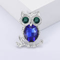 Alloy Rhinestone Glass Owl Brooch Pin For Clothing And Lapel Decoration view 3