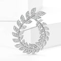 Plated Alloy Rhinestone Olive Branch Wreath Brooch Pin For Suits view 2