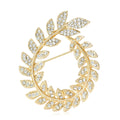 Plated Alloy Rhinestone Olive Branch Wreath Brooch Pin For Suits view 1