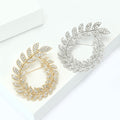 Plated Alloy Rhinestone Olive Branch Wreath Brooch Pin For Suits view 4