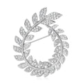 Plated Alloy Rhinestone Olive Branch Wreath Brooch Pin For Suits view 5