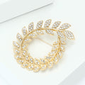 Plated Alloy Rhinestone Olive Branch Wreath Brooch Pin For Suits view 3
