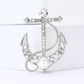 Alloy Rhinestone Pearl Anchor Brooch Pin For Suits And Cardigans view 4