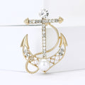 Alloy Rhinestone Pearl Anchor Brooch Pin For Suits And Cardigans view 3