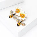 Alloy Rhinestone Flower And Bee Brooch For Fashion Lapel Decoration view 3