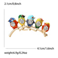 Alloy Enamel Five Birds Brooch Pin With Rhinestone Scarf Clasp view 3