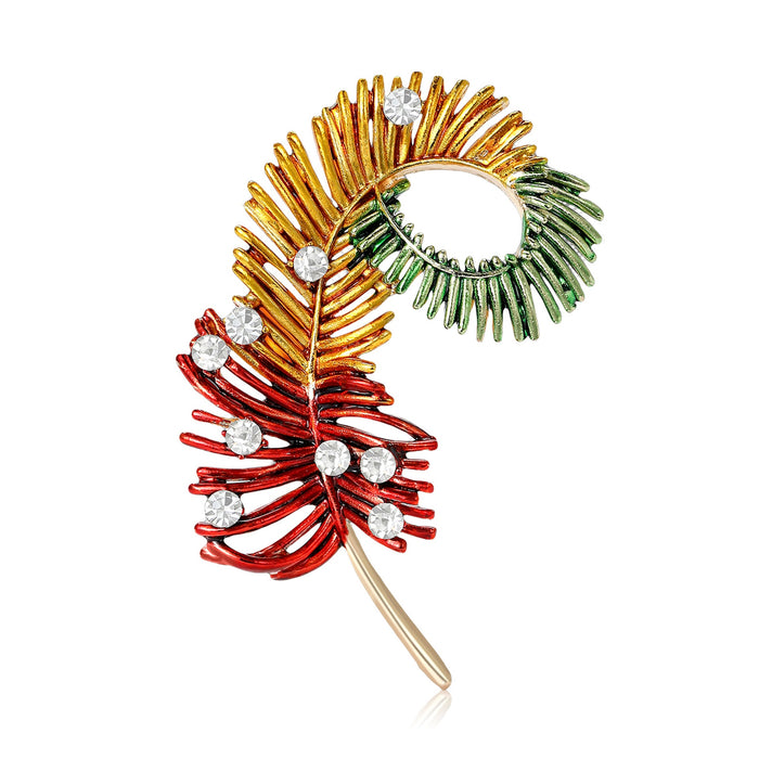 Alloy Pearl Feather Brooch Pin Scarf Clip For Women