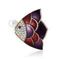 Alloy Rhinestone Pearl Triangle Fish Brooch Pin For Women Apparel view 1