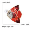 Alloy Rhinestone Pearl Triangle Fish Brooch Pin For Women Apparel view 6