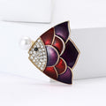 Alloy Rhinestone Pearl Triangle Fish Brooch Pin For Women Apparel view 4