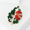 Alloy Rhinestone Ladybug Leaf Brooch Pin For Creative Animal Decoration view 4