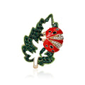 Alloy Rhinestone Ladybug Leaf Brooch Pin For Creative Animal Decoration view 5