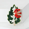 Alloy Rhinestone Ladybug Leaf Brooch Pin For Creative Animal Decoration view 2