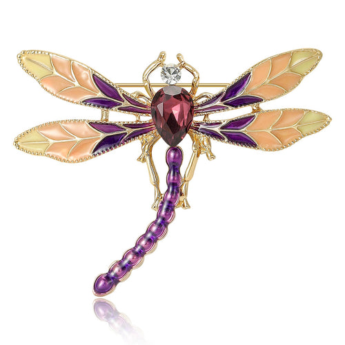 Alloy Crystal Enamel Dragonfly Brooch Pin For Fashion Clothing
