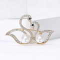 Alloy Rhinestone Pearl Swan Brooch Pin For Elegant Apparel view 4