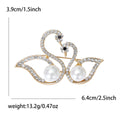 Alloy Rhinestone Pearl Swan Brooch Pin For Elegant Apparel view 5