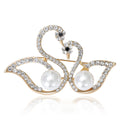 Alloy Rhinestone Pearl Swan Brooch Pin For Elegant Apparel view 1