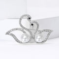 Alloy Rhinestone Pearl Swan Brooch Pin For Elegant Apparel view 3
