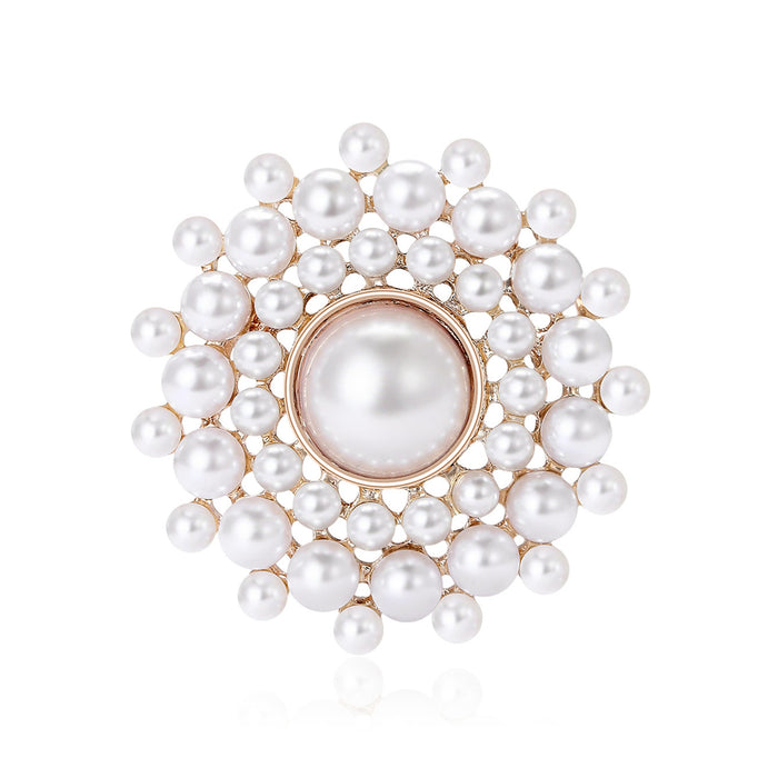 Alloy Pearl Round Brooch Pin For Clothing And Gift Decoration