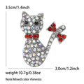 Alloy Zircon Pearl Cat Brooch With Bow Tail Decoration view 5