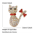Alloy Zircon Pearl Cat Brooch With Bow Tail Decoration view 4