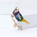 Alloy Enamel Pine Branch Bird Brooch For Women's Apparel Decoration view 4