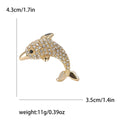 Cute Alloy Rhinestone Dolphin Brooch Pin For Women's Coats view 6