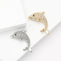 Cute Alloy Rhinestone Dolphin Brooch Pin For Women's Coats view 1