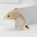 Cute Alloy Rhinestone Dolphin Brooch Pin For Women's Coats view 2
