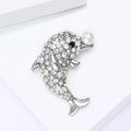 Alloy Pearl Dolphin Rhinestone Brooch Pin For Versatile Garment Decoration view 4
