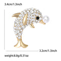 Alloy Pearl Dolphin Rhinestone Brooch Pin For Versatile Garment Decoration view 5