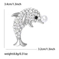 Alloy Pearl Dolphin Rhinestone Brooch Pin For Versatile Garment Decoration view 6