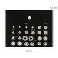 Elegant 12 Pairs Pearl Zircon Rhinestone Heart Triangle Geometric Alloy Stud Set Earrings view 4