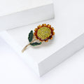 Alloy Rhinestone Sunflower Brooch Pin For Women's Garment Decoration view 3