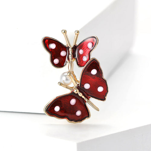 Alloy Enamel Double Butterfly Brooch For Suits And Coats