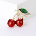Alloy Enamel Cherry Leaf Brooch Pin For Daily Wear view 1