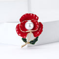 Alloy Enamel Red Pansy Flower Brooch For Elegant Women's Clothing view 2